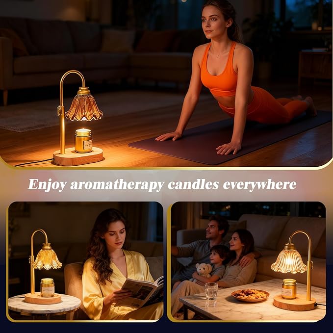 Candle Warmer Lamp with Timer & Dimmable 4-Level Brightness - Adjustable Height,for New Home Bedroom, Gifts for Women(Brown2)