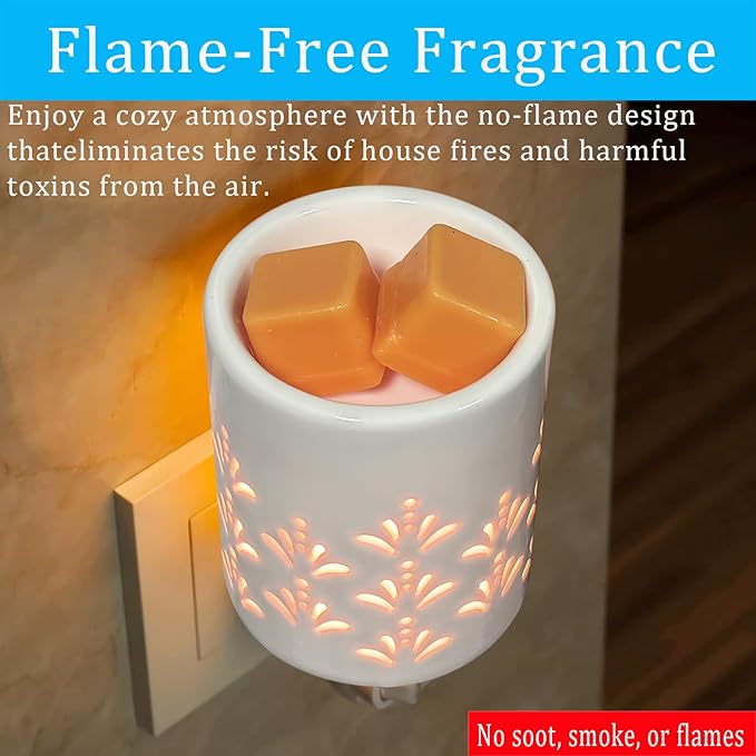 Plug in Wax Warmer for Scented Wax melt Warmer scentsy Plug in Wax melt Warmer Electric Candle Warmer Home Decor Gifts for Women(White Porcelain Fountain)