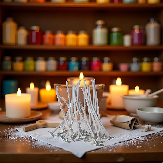 30Pcs 4 inch White Candle Wicks, Natural Cotton Low Smoke Candle Wicks Pre Waxed Candle Wicks for Soy Beeswax Candle Making