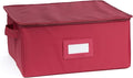 Covermates Dish Storage Box – China & Dinner Plate Storage Container with Dual Zippers, Reinforced Handles, ID Window & Stackable Structured Walls for Dishware Organization, Scarlett Red