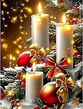 Skyboda Christmas Diamond Art Kits for Adults Beginners, Christmas Candles Diamond Painting Kits for Adults,5D Full Drill DIY Diamond Dot Gem Art Kit Wall Home Decor Arts Craft 12x16 inch