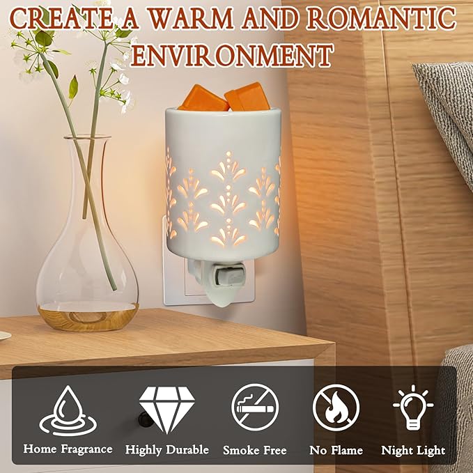 Plug in Wax Warmer for Scented Wax melt Warmer scentsy Plug in Wax melt Warmer Electric Candle Warmer Home Decor Gifts for Women(White Porcelain Fountain)