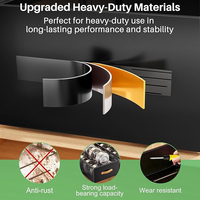 Pull out Cabinet Organizer, 2-Pack Expandable Depth(15.7"-21.7") with Raising Pad for Framed Cabinets, Heavy Duty Slide out Drawers,Roll Out Shelves for Kitchen, Pantry Organizers and Storage(Black)