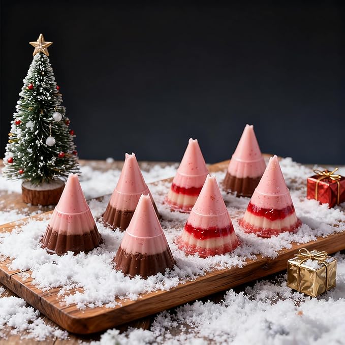 3D Christmas Tree Silicone Molds Large Christmas Molds Xmas Tree Pan Silicone Mold 8-Cavity Christmas Cake Mold for Mousse Cake Muffin Baking Jello Chocolate Ice Cube Soap Candle Lotion Bar Bath Bomb