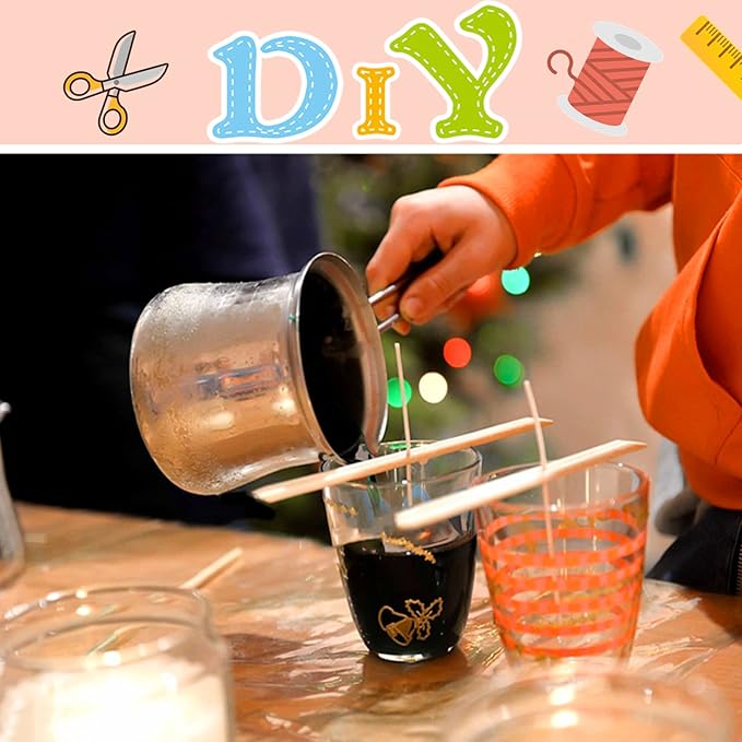 【200 Feet】Candle Wick Roll with 125 Pcs Metal Candle Wick Sustainer Tabs, 80Pcs Candle Wick Stickers and 5Pcs Wooden Candle Wick Centering Device, 61m Natural Cotton Candle Wicks for Candle Making Kit