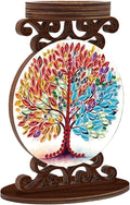 Diamond Art Painting Candlestick Holder kits, Colorful Tree DIY shaped crystal Diamond art painting, woodiness Candle holder for AromaRelax & Home Decor, Christmas Halloween Ornaments (Double-Sided)