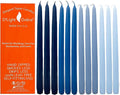 D'light Online Elegant 12" Blue Gradient Taper Candles Premium Quality- Unscented, Hand-Dipped Tapered, Dripless and Smokeless - Set of 12 (12 Inch, Blue Gradient)