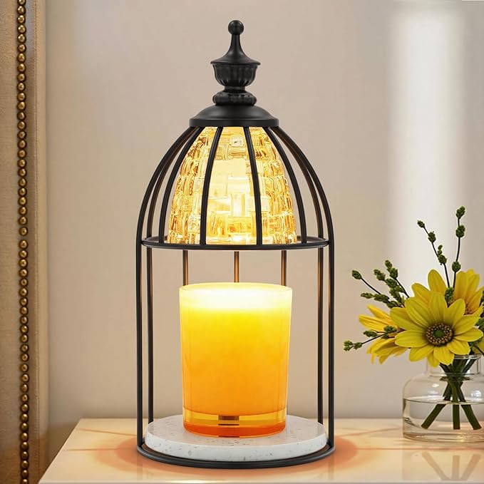 Candle Warmer Lamp with Timer & Dimmer - Vintage Electric Wax Melter for Scented Jar Candles, Aroma Night Light and Home Decor Gift for Women, Housewarming, Birthday, Christmas