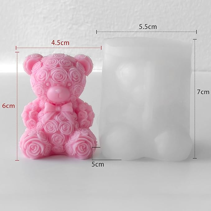 Rose Bear Heart Cylinder Candle & Resin Mold - Resin Casting Silicone Molds for Home Decor & Candle Making Wave Spiral Mold