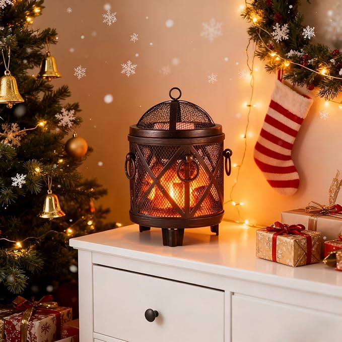 Dicimi Wax Melt Warmer,4-in-1 Electric Wax Melter,Oil Burner,Fireplace Wax Warmers, for Home Office Bedroom Aromatherapy Present and Decorations (Bronze, Fireplace Stove)