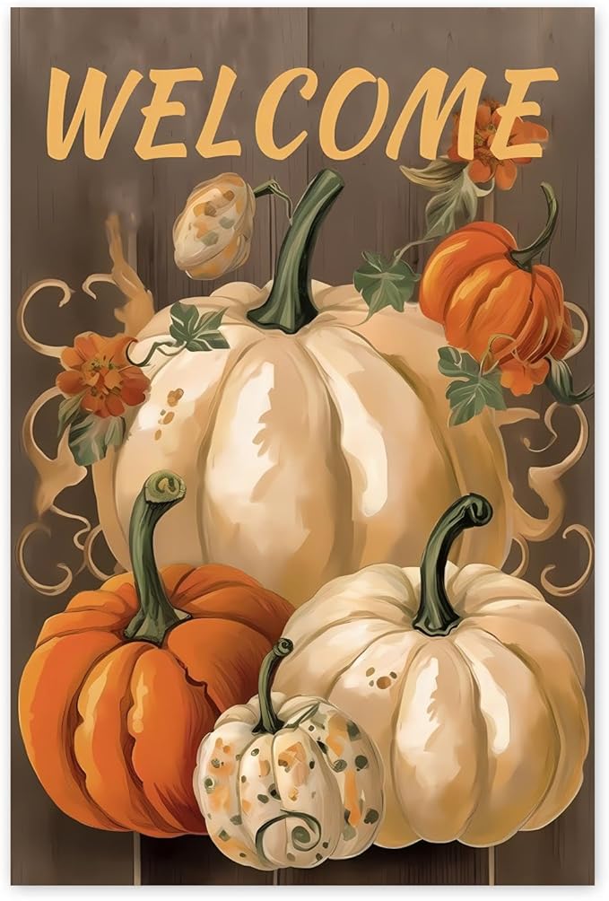 GUAIEUW DIY Diamond Painting Kit - Autumn Pumpkin Diamond Painting, 5D Full Round Diamond Diamond Art Painting for Adults with Accessories, Home Wall Decor Premium Gift 12x18 Inch