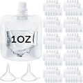 100 Pcs Plastic Pouches Bulk Clear Juice Bags Squeeze Pouches Plastic Leak Proof Bags with Funnel for Party Favors (1 oz)