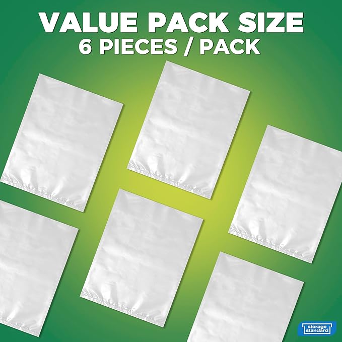 Storage Standard 6-Pack Large Clear Plastic Bags for Storage - Waterproof Extra Large Plastic Bags with Zip Ties, Heavy-Duty Cover for Luggage, Suitcases, Strollers & Travel Gear - 40 x 60 Inches
