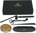 Candle Accessory Set 5 in 1 Candle Care Kit with Candle Wick Trimmer, Wick Dipper, Candle Snuffer, Rechargeable Candle Lighter & Metal Tray - Luxury Gift Box for Candle Lovers (Matte Black)