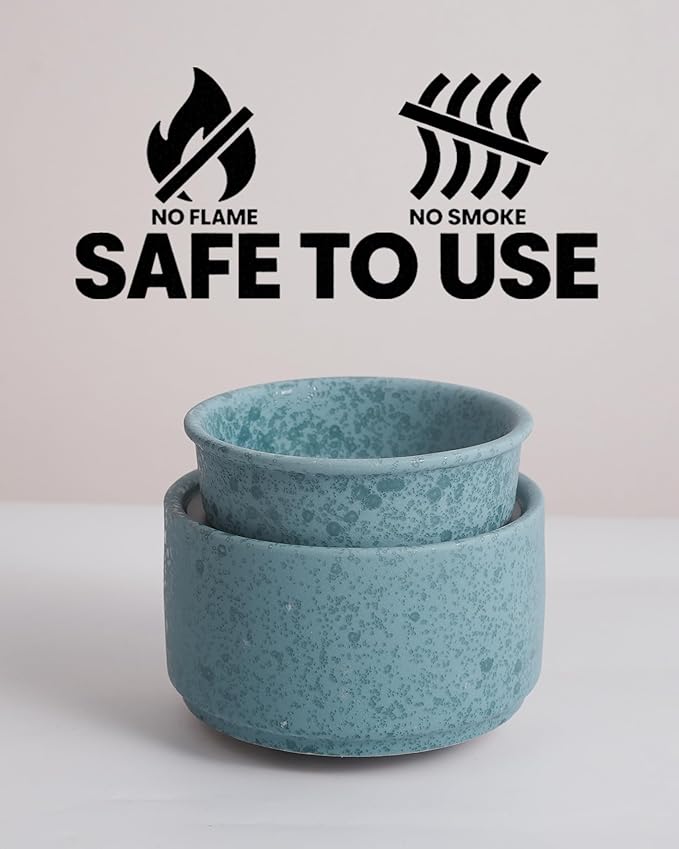 Ceramic Electric Wax Melt Warmer & Cube Oil Melter Cute Small Warmers Aromatherapy for Home Decorative Burner Melts Scented Candle Tart Scent Warm Fragrance (Blue Style)