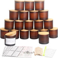 MILIVIXAY 20 Pack 4 OZ Frosted Amber Glass Candle Jars with Lids and Candle Making Kits - Bulk Small Empty Candle Jars for Making Candles - Spice, Powder Containers.