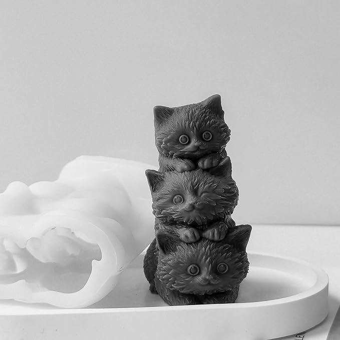 Animal Molds Cat Mold Cat Silicone Wave Spiral Candle Mold - Silicone Resin Casting Molds for Candle & Resin & Soap Craft Supplies