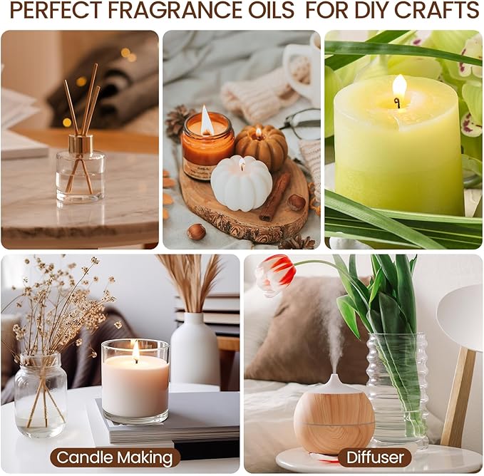 Nuanchu 52 Pcs Essential Oils Set 10ml Fragrance Oil Aromatherapy Kit for Diffuser Humidifier Aromatherapy-Oils for Candle Making