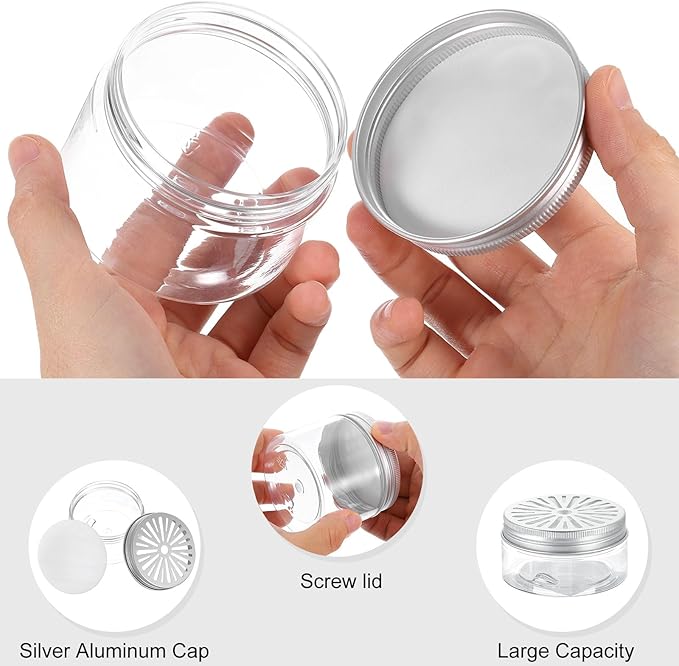 HARFINGTON 12 Pcs Empty Scent Beads Storage Container 3oz/80ml Air Freshener Tins Round Refillable Spice Containers Plastic Jars Sample for Air Freshener Candles Travel Storage