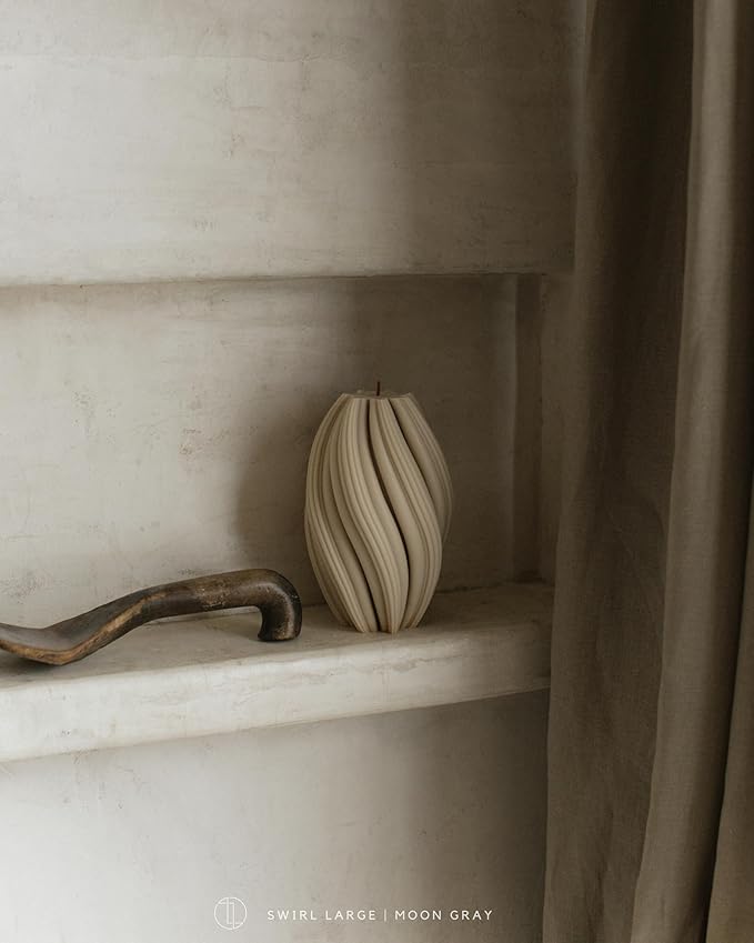 LAWA Swirl Candle - Large Beautiful Handmade Pillar Scented Soy Wax Twirl Elegant Bubble Aesthetic Candle Housewarming Gift Home Room Shelf Decor Idea Spiral Moon Gray (Large)