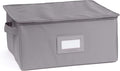 Covermates Dish Storage Box – China & Dinner Plate Storage Container with Dual Zippers, Reinforced Handles, ID Window & Stackable Structured Walls for Dishware Organization, Graphite
