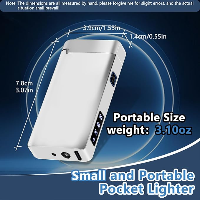 Electric Lighter Rechargeable USB Type C Lighter Plasma Arc Big Flame Lighters Windproof Electronic Cool Unique Lighters with Digital Power Display for Candle, Incense, Fireworks (Ice Silver)