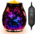 Electric Wax Melts Warmer with Timer-3D Wax Warmer with 7 Colors LED Light, Wax Burner for Scented Wax by PTC Heating, Removable Silicone Dish，Wax Melter for Home & Office Decor Gift (Butterfly-Timer)