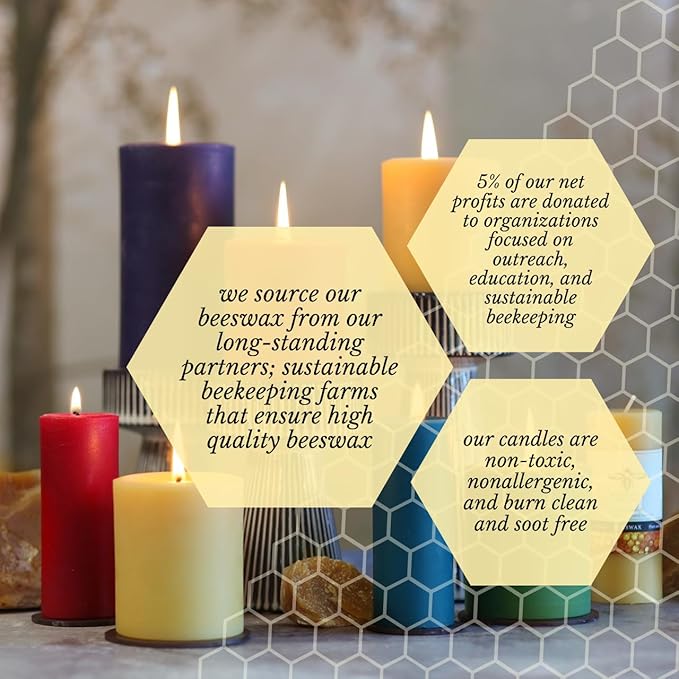Big Dipper Wax Works Red Pillar Candle, 3” x 6” – 100% Pure Beeswax, 90-Hour Burn – Natural Honey Aroma, Non-Toxic, Eco-Friendly, Clean-Burning Candle for Home, Holidays & Decor