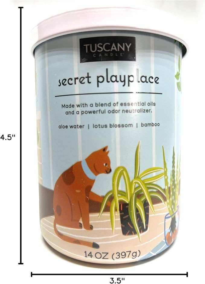 Tuscany Candle Secret Playplace: Lotus Blossom Scented Pet Odor Neutralizing Candle, 14 oz