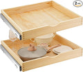 Menkxi 2 Set Wooden Pull out Cabinet Organizer Fully Assembled Slide out Pantry Drawer with Gentle Close Storage Shelf Tray for Base Kitchen Under Sink Bathroom Accessory(Wood Color,24'' X 21'' X 3'')