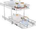 LOVMOR Individual Pull Out Cabinet Organizer, 2 Tier Slide Out Cabinet Drawers, Pots and Pans Organizer and Storage Pantry Shelf for Kitchen (11" W x 18" D)