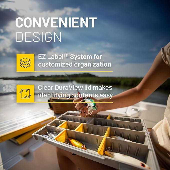 Plano EDGE 3700 Premium Tackle Utility Box, Gray and Yellow, Stackable Organizers, Waterproof, Rust-Resistant Bait and Tackle Storage