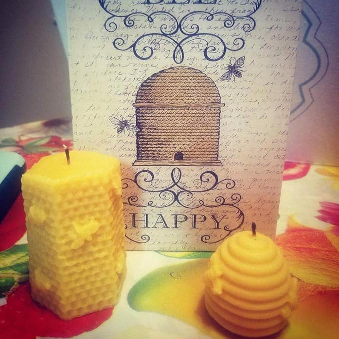 3D Bee Honeycomb Candle Molds with 50Pcs Low Smoke Candle Wicks, Hexagon Beehive Silicone Molds for Making Beeswax Candles Soaps Lotion Bars Bath Bombs (Set of 2)