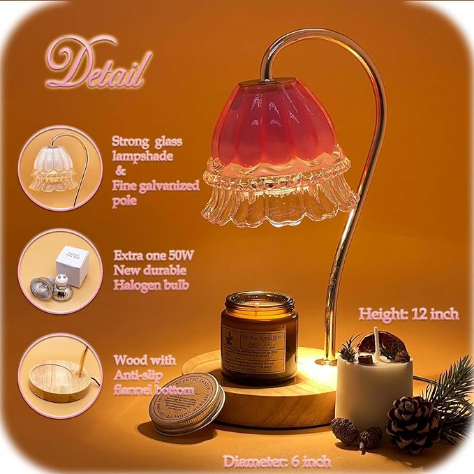 Candle Warmer Lamp with Timer Dimmer, Wax Warmer Lamp for Jar Candles with 2 Bulbs, for Women Mom, Best Valentine's Day and House Warming Gift New Home Decor