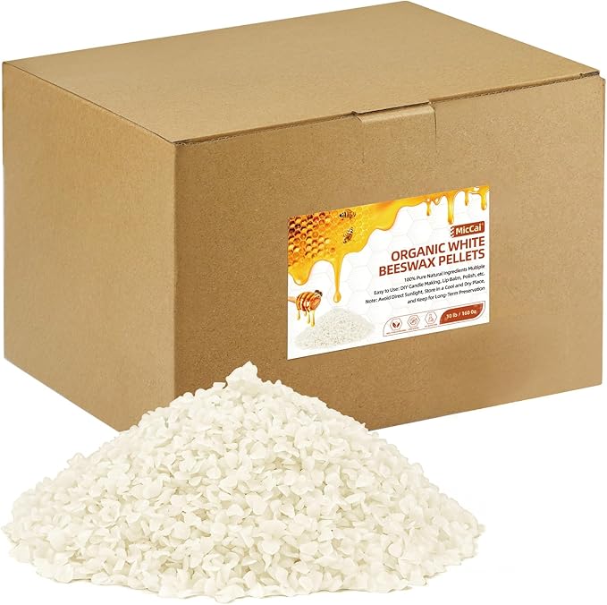 MicCai White Natural Beeswax Pellets 10LB, Organic Beeswax, Beeswax for Candle Making, Body, Skin Care DIY, Lip Balm, Soap and Lotion Making Supplies