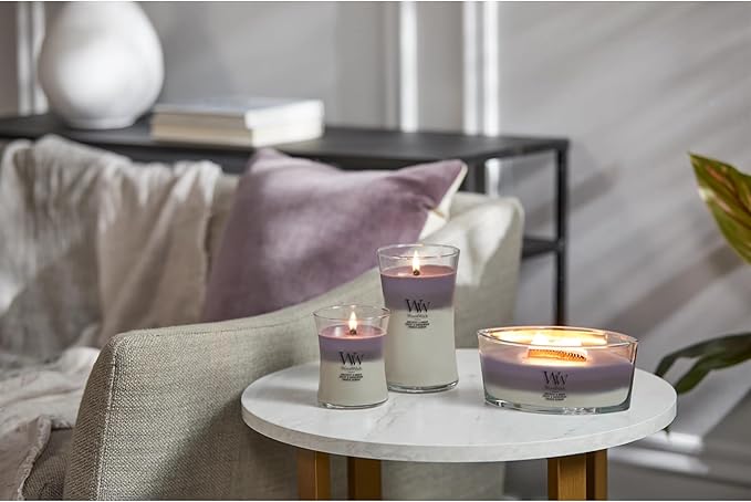 WoodWick Amethyst & Amber Gifts for Women and Men, 16 oz Ellipse Trilogy Candle with Crackling Wick