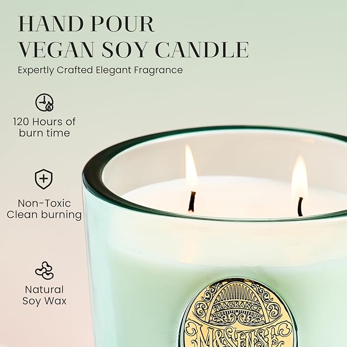 M&SENSE Two-Wick Eucalyptus Mint Candle for Relaxation | 120-Hour Burn Aromatherapy Soy Candle | Calming Stress Relief & Home Fragrance | 19.8 OZ Luxury Scent for Bedroom, Office & Gift