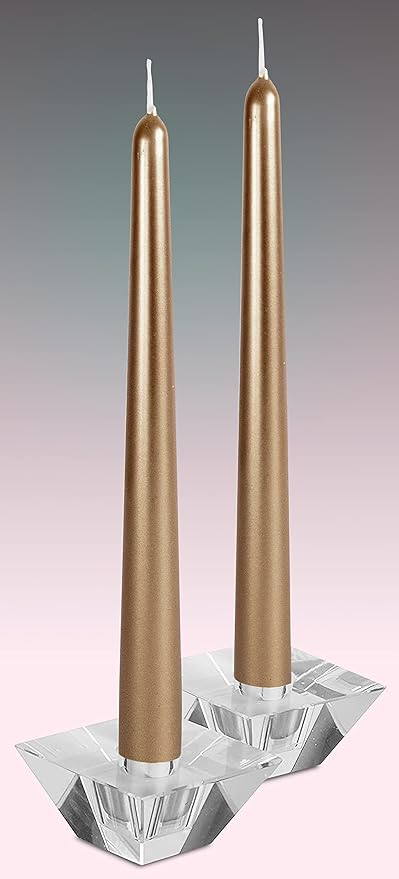 Hyoola Tall Metallic Antique Gold Taper Candles - 12 Inch - Dripless - 12 Pack - 10 Hour Burn Time