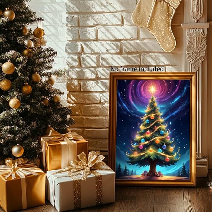 QZOTRXI Christmas Tree Diamond Painting Kits for Adults - Magic Christmas Tree Diamond Art DIY 5D Full Round Drill Crystal Rhinestone Arts and Crafts for Home Wall Decor 16x20 Inch