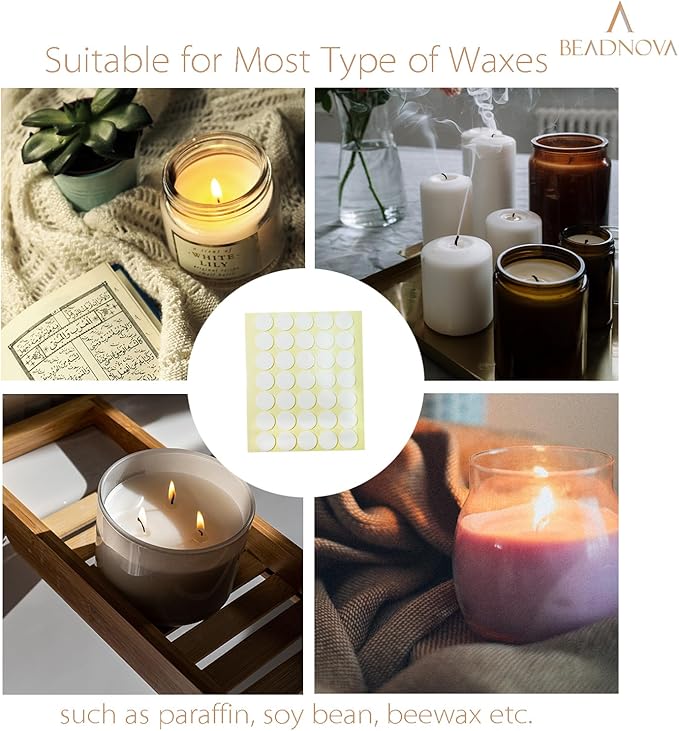 BEADNOVA 70pcs Double Sided Candle Wick Stickers for Candle Making DIY