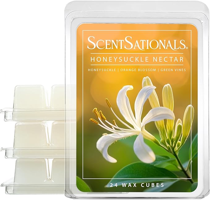Scentsationals Wax Melts, Wax Cubes Strong Scent - Honeysuckle Nectar - Long Lasting Scented Melts for Warmer, 10oz (24-Cubes)