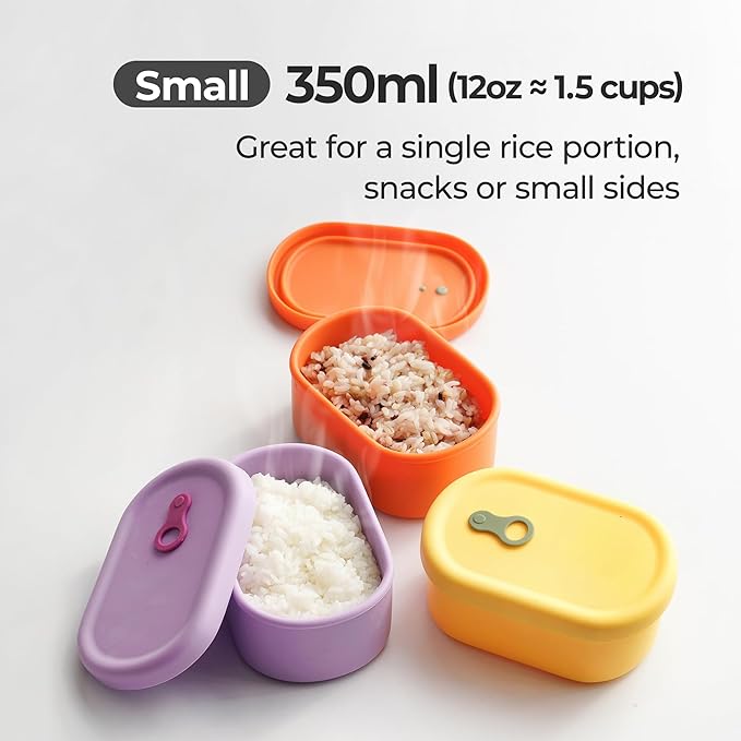 Premium Korean-Made Silicone Airtight Food Container with Steam Vent – BPA Free, Leakproof, Microwave & Freezer Safe Meal Prep. & Leftovers Storage (Mango Yellow, 4p Multi-Size Set)