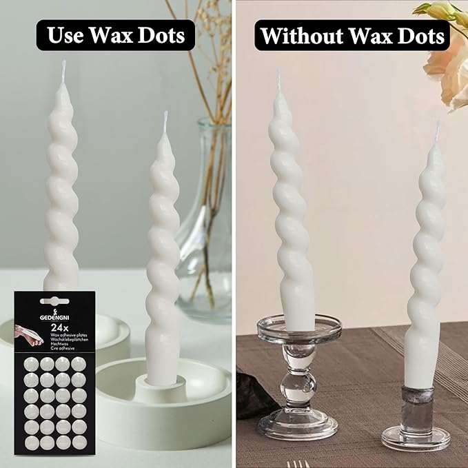 Taper Candle Wax Dots - 96pcs Spiral Candle Sticky Dots White Candle Adapter Small Candles Adhesive,Soft Wax for Any Candle Holder Accessories-White