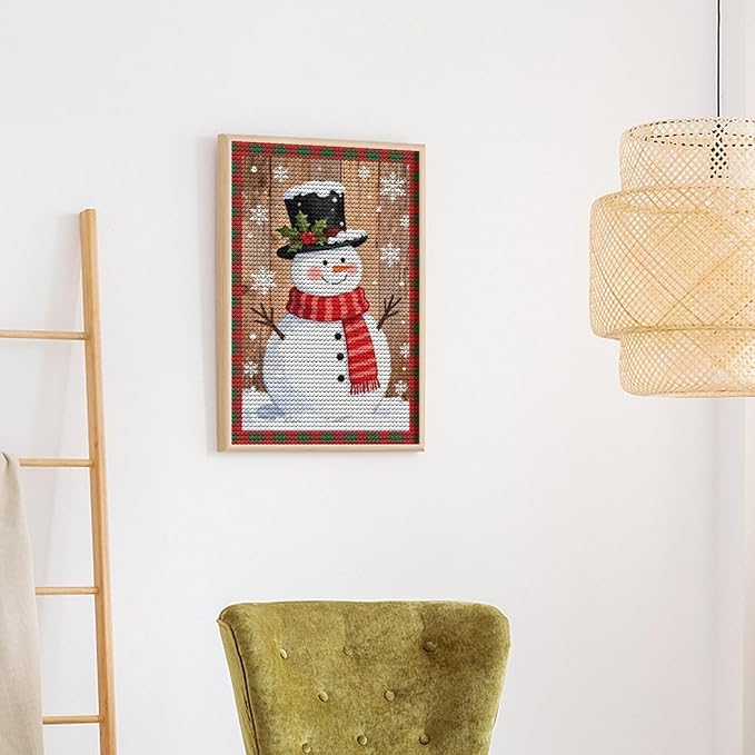 AIVKIEJK Diamond Painting Kits for Adults - Festive Snowman Red Scarf Painting DIY 5D Full Drill Diamond Dots Paintings with Diamonds Gem Art and Crafts Home Decor 8"x12"