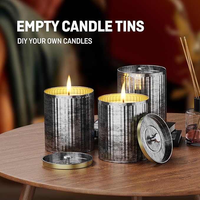 Vintage Tin Box 12-Pack Set (10oz Each can) | DIY Candle Making kit Travel Tin Can Set | Food grade Material Safe Use | DIY Candle Set Gift for Parents, Families, and Gatherings
