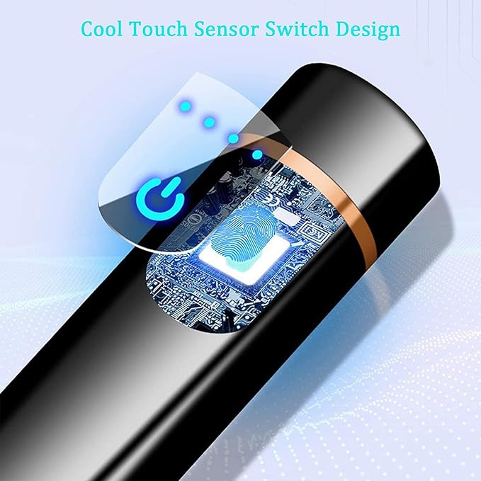 Electronic Lighter, USB Rechargeable Lighter, Mini Cylindrical Strip Flameless Windproof Electric Lighter, Upgrade Smart Fingerprint Ignition Lighter for Indoor Outdoor Cigarette Lighter (White)