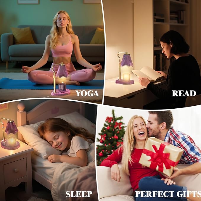 Candle Warmer Lamp with Timer & Dimmable 4-Level Brightness - Adjustable Height,for New Home Bedroom, Gifts for Women (Pink)