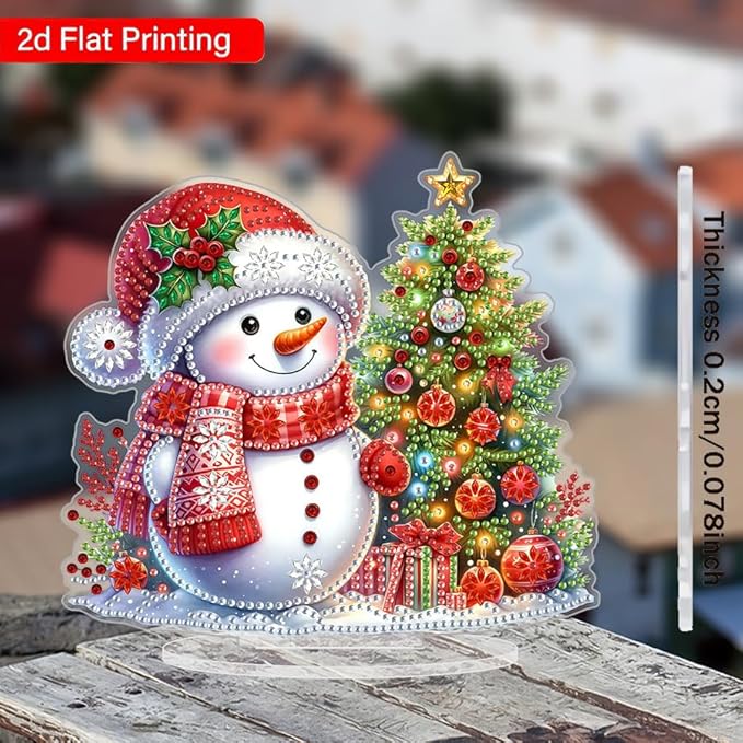 ZeeLionArt Tabletop Diamond Art Painting Kit for Adult,Christmas Snowman DIY Special Shaped Rhinestone Desk Placement Ornament,Home Stand Up Gem Painting Craft Kit,Gift,Double Sided.