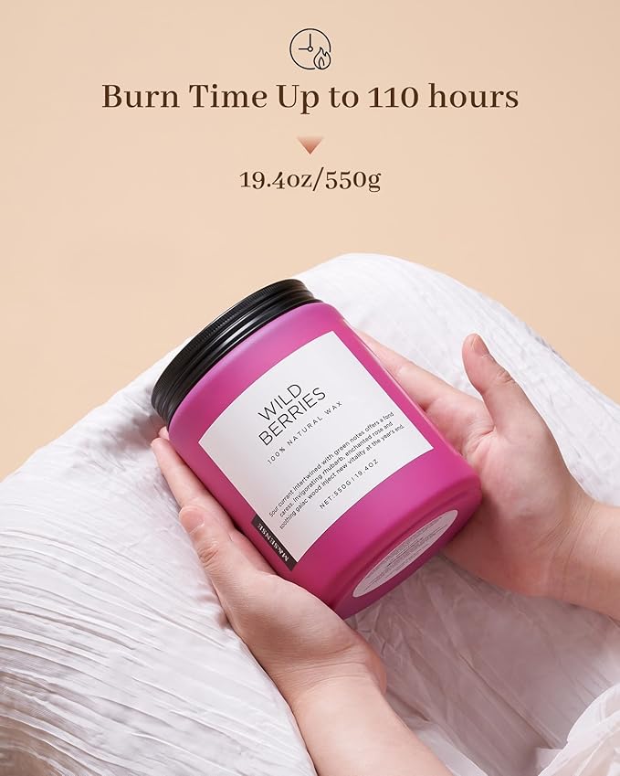 M&SENSE Wild Berries Scented Pink Candles for Home,110 Hour Long Lasting Large Soy NaturalCandles 19.4oz for Valentine's Day Holiday Birthday Gifts Home Decor