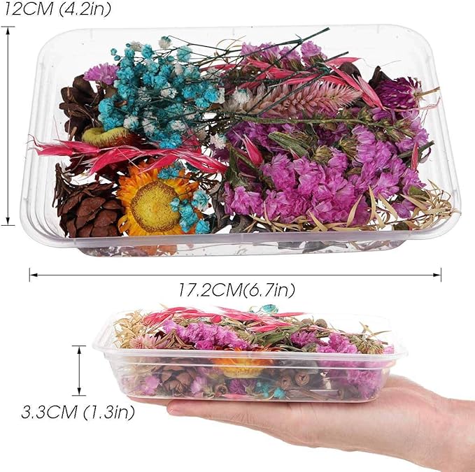3 Box Real Natural Dried Flower Candle Handmade Making Aromatherapy Wax Piece Special Dried Flower DIY Material (Random Color)